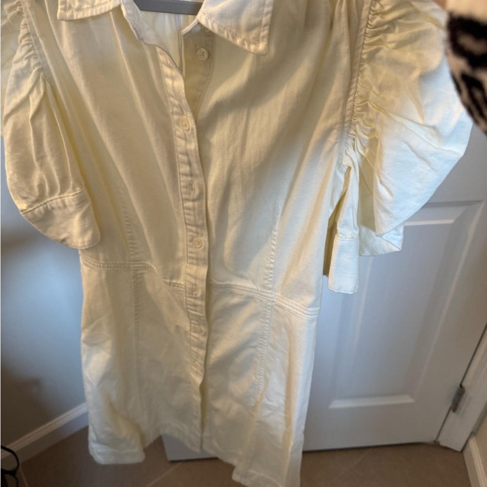 Frame Gillian Button-Up Dress in Ecru, XS, Tags on,